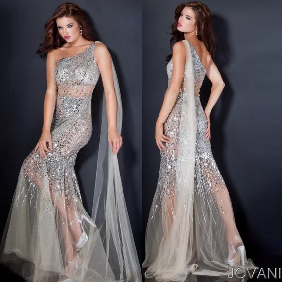 jovani silver sequin dress